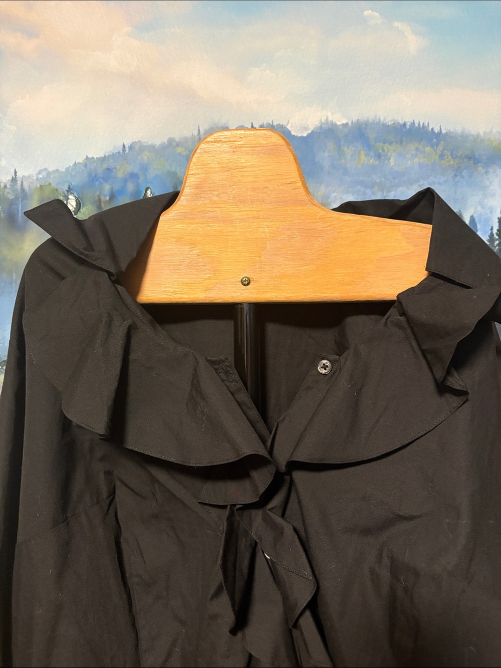Rafaella Black Ruffle Front Button Blouse - Picture 2 of 5